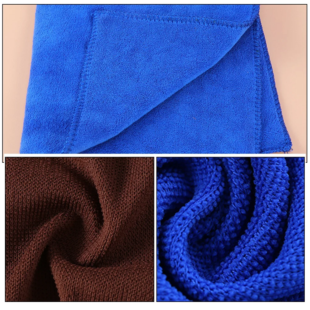 

8Pcs Water Absorbent Microfiber Towels for Car Washing Kitchen Cleaning Cloths Drying Hair Surface Wipe Tool Blue Towel