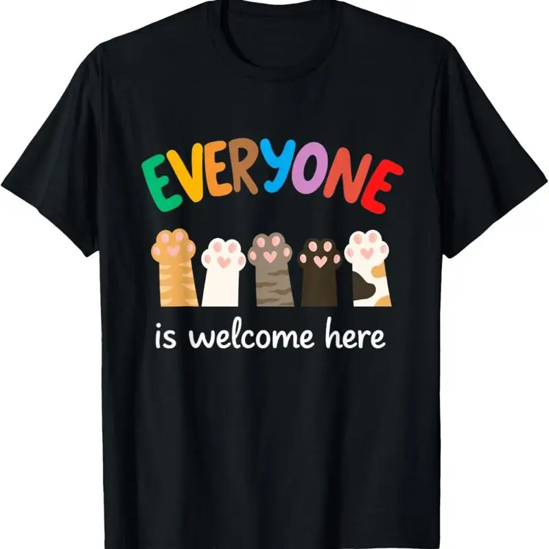 

Everyone Is Welcome Here Idaho Teacher Vintage Floral Cats T Shirt