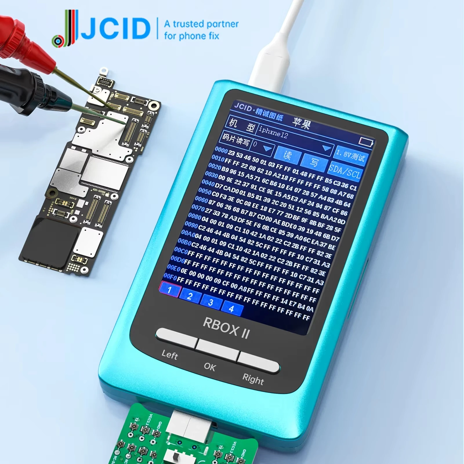 JC JCID RBOX II محلل الحافلة آيفون أندرويد تحديد المواقع السريعة اللوحة الأم إشارة كشف الأخطاء الجزئية أداة إصلاح