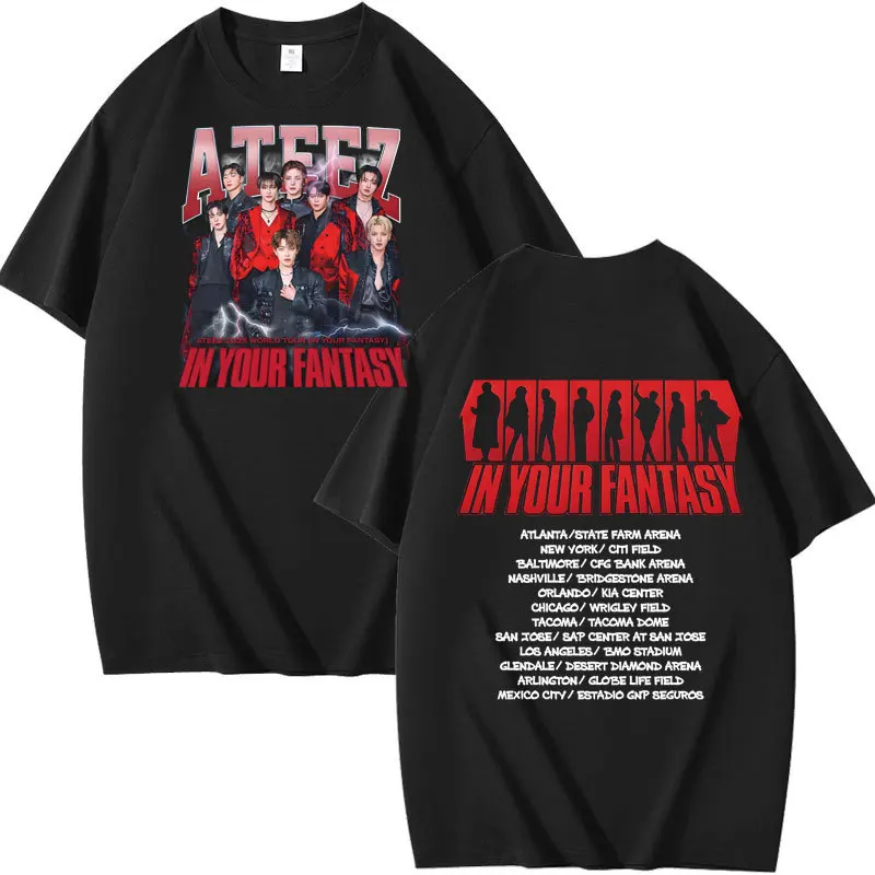 

Ateez 2025 World Tour in Your Fantasy Tour Cherry T Shirt Korean Kpop Fashion T-shirt Men Women Cotton Short Sleeve T-shirts