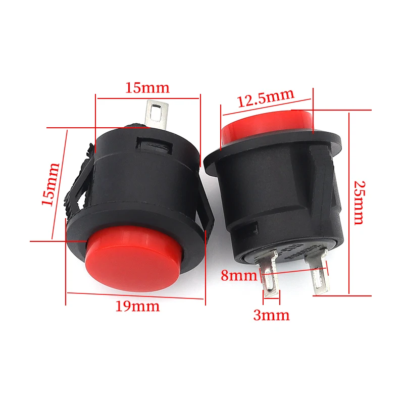 2/10/20Pcs R13-507 Circular NO Lock Self Resetting Switch Suitable for 16MM Round Panel Mounting 3A125V/1.5A250VAC