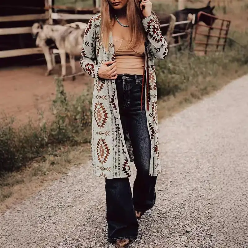 

Long Sve открытый кардиган, повседневная верхняя одежда, осеннее новое длинное пальто с принтом Camere n, топ, женские шерстяные майки