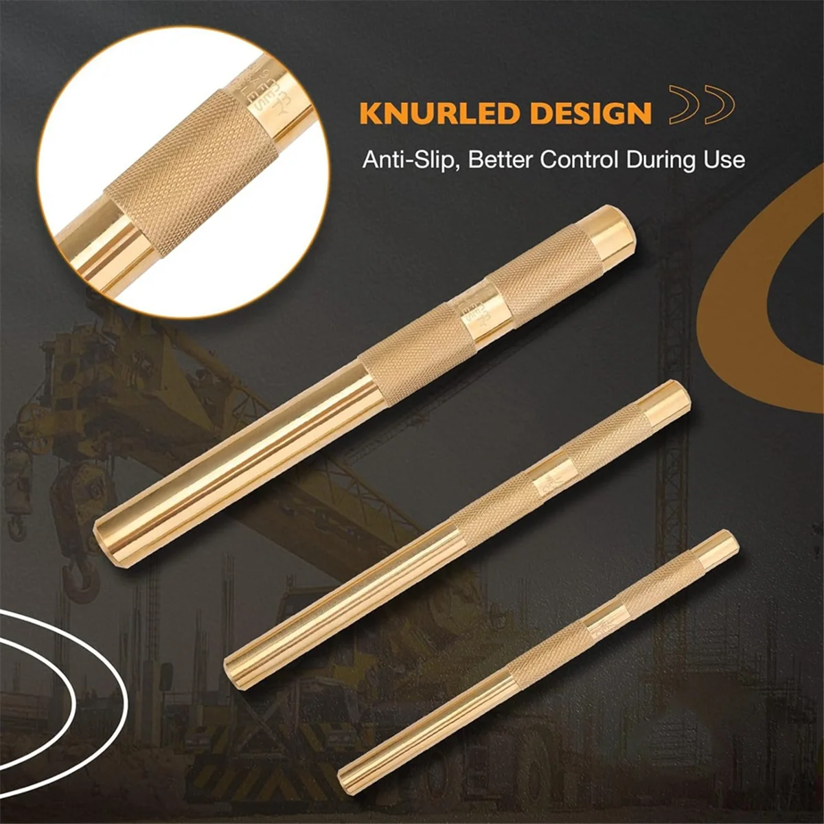 Jeu de poinçons à dérive en laiton AT16, 25075 25076 25077 poinçons en laiton 3 pièces avec 3/4 pouces, 1/2 pouces, 3/8 pouces