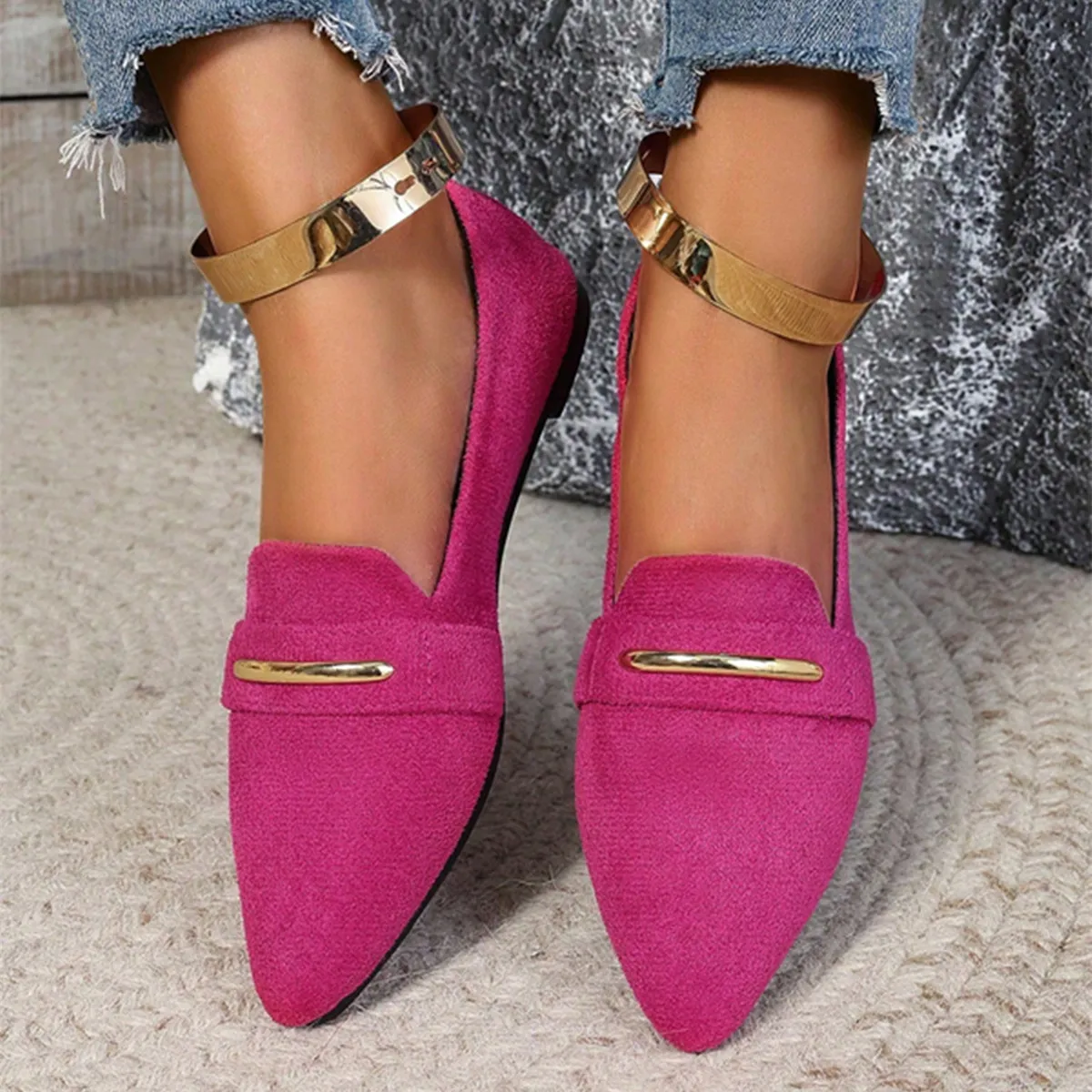 Loafers Wohnungen Spitz Casual Frauen Schuhe Neue Bequeme Walking Mujer Zapatos: Tragen-wider – Detail 14