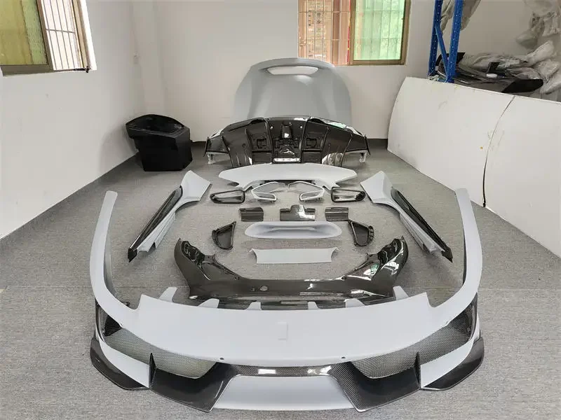For Ferrari 488 GTB Upgrade Pista Style Complete Body Kit Carbon Fiber Front Bumper Cover Rear Bumper Spoiler Side Skirt Cover