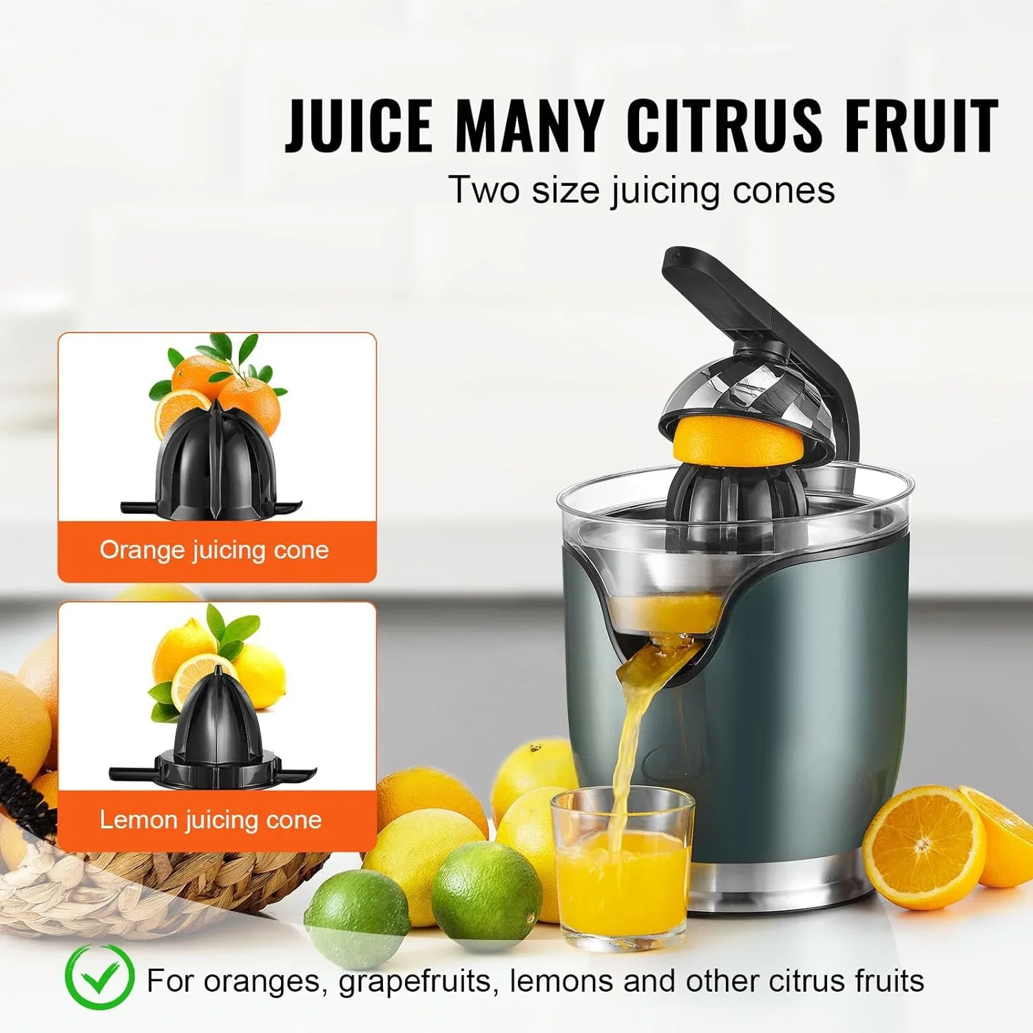 Stainless Steel Orange Juice Maker Oranges Grapefruits Lemons Electric Citrus Juicer