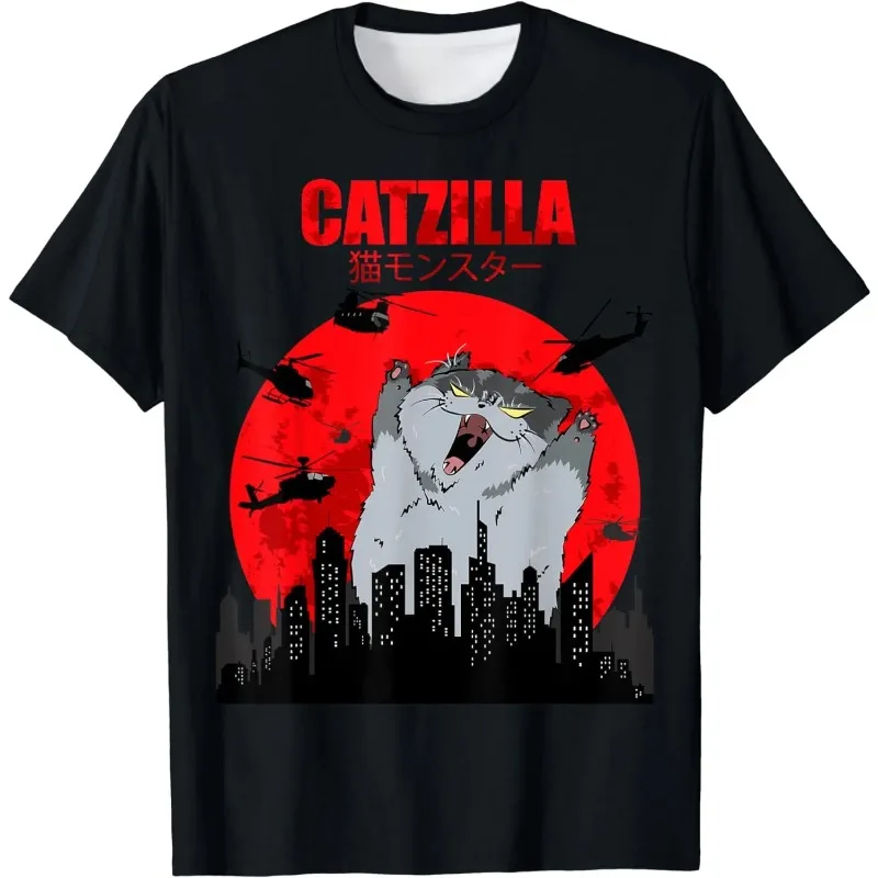 

2025 New Summer Cartoon Cute Giant Cat 3D Printing Outdoor Leisure Daily Sports Men and Women Plus Size Quick Drying Clothing