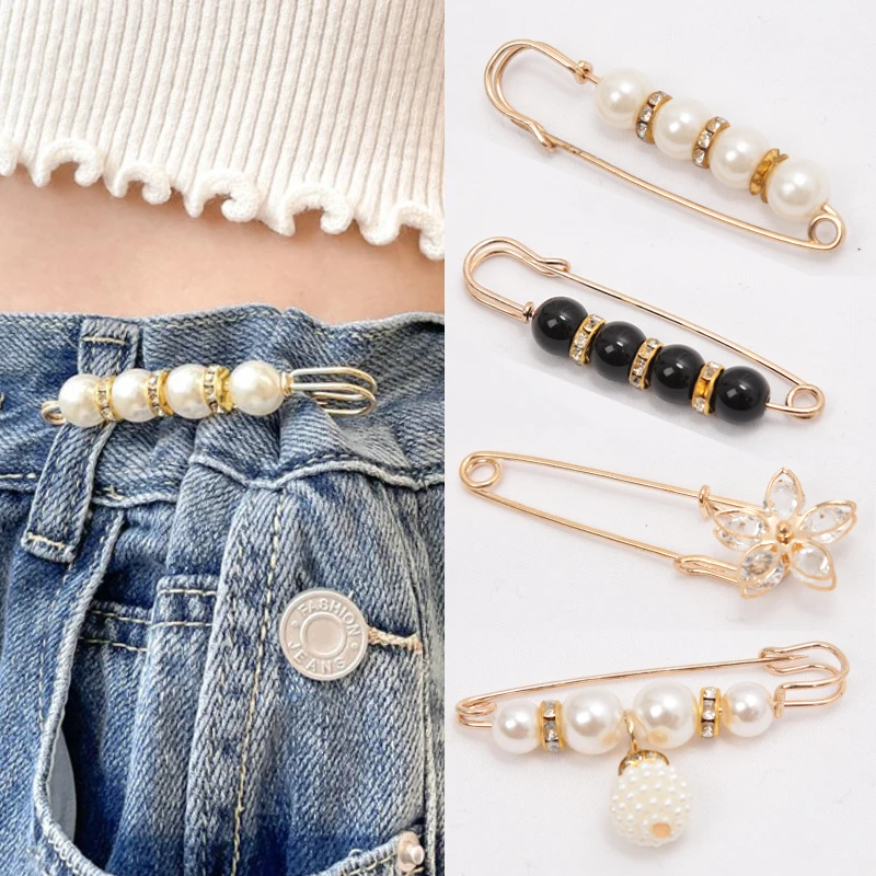 

Brooch Set Cute Pearl Rhinestone Enamel Brooches for Women Clothing Badge Buckle Lapel Pins Tightening Waist Pin Diy Accessories