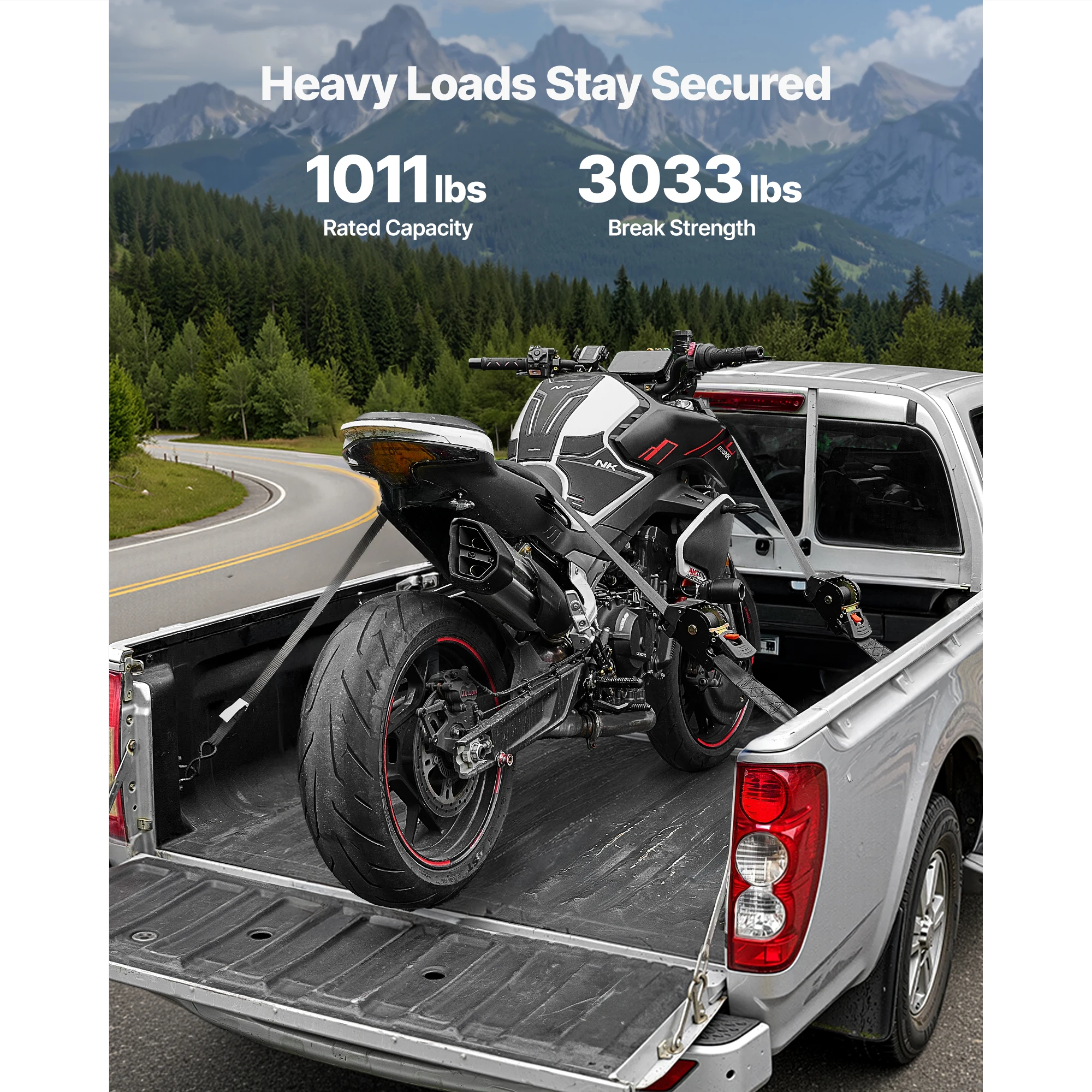 Retractable Ratchet Straps, 2 in x 10 ft, 3033 lbs Break Strength, 2 Soft Loops, 2 Pack, Tie Down Straps with S Hooks, Tie Down Ratcheting for Moving, Trailers, Motorcycles, Kayaks, Car Roof