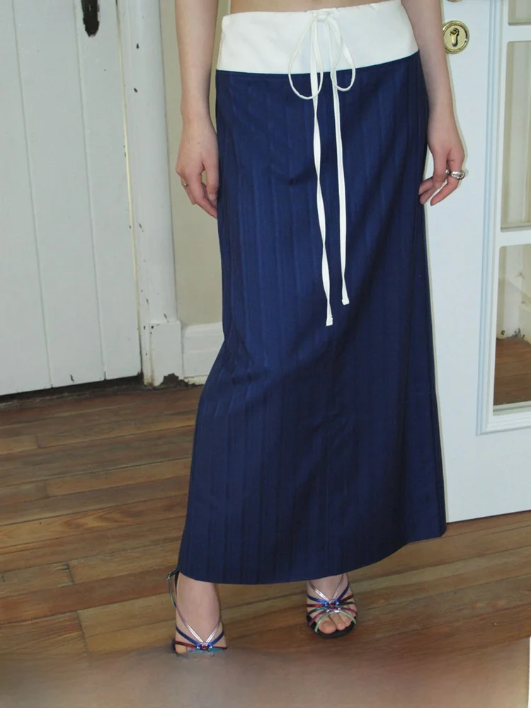 

Брюки-кюлоты Rojo Oscuro INS с низкой талией и синими полосками, простой дизайн, для женщин