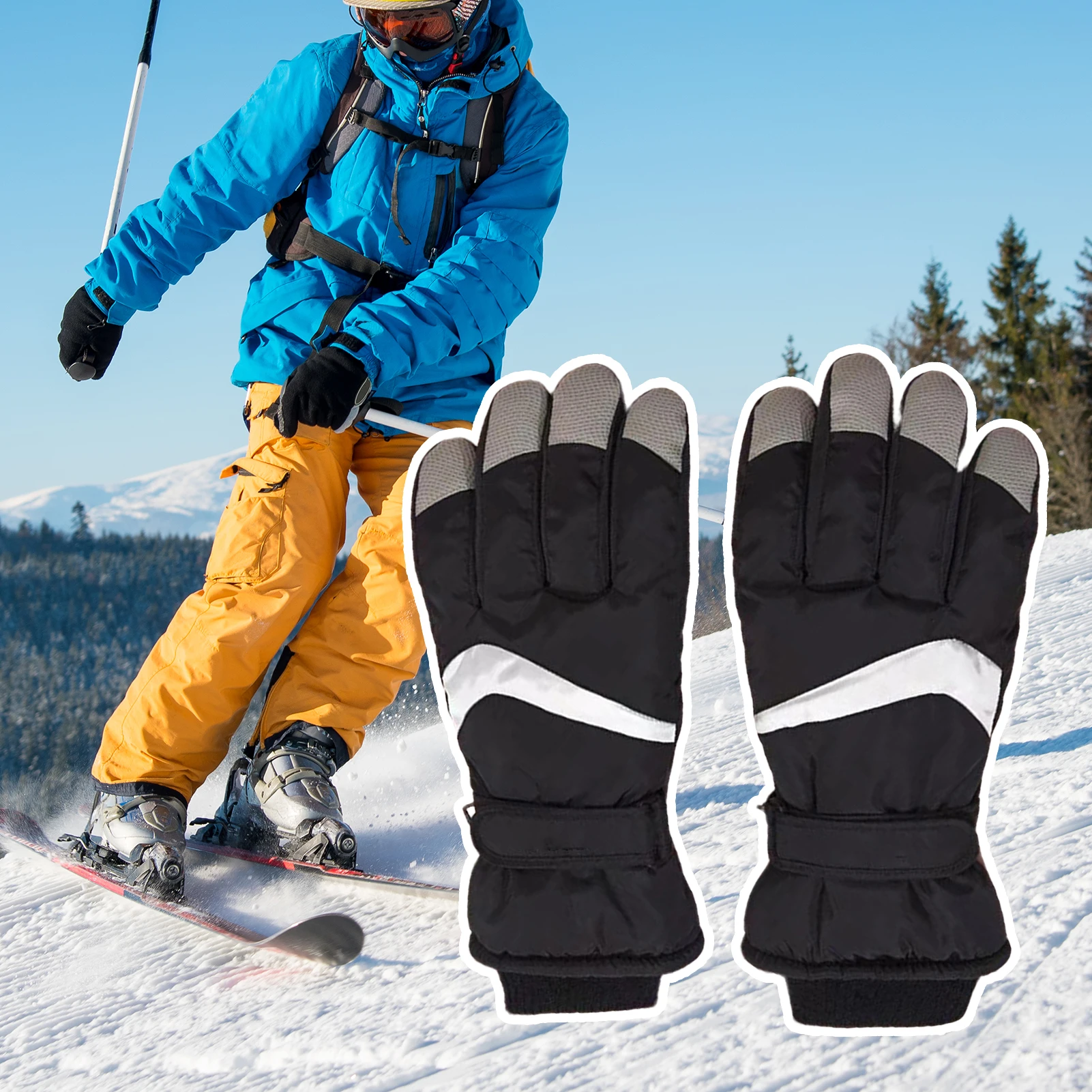 

Winter Touch Screen Ski Gloves,Fleece Lining Waterproof Hiking Gloves,Windproof Warm Outdoor Riding Gloves,for Outdoor Activity