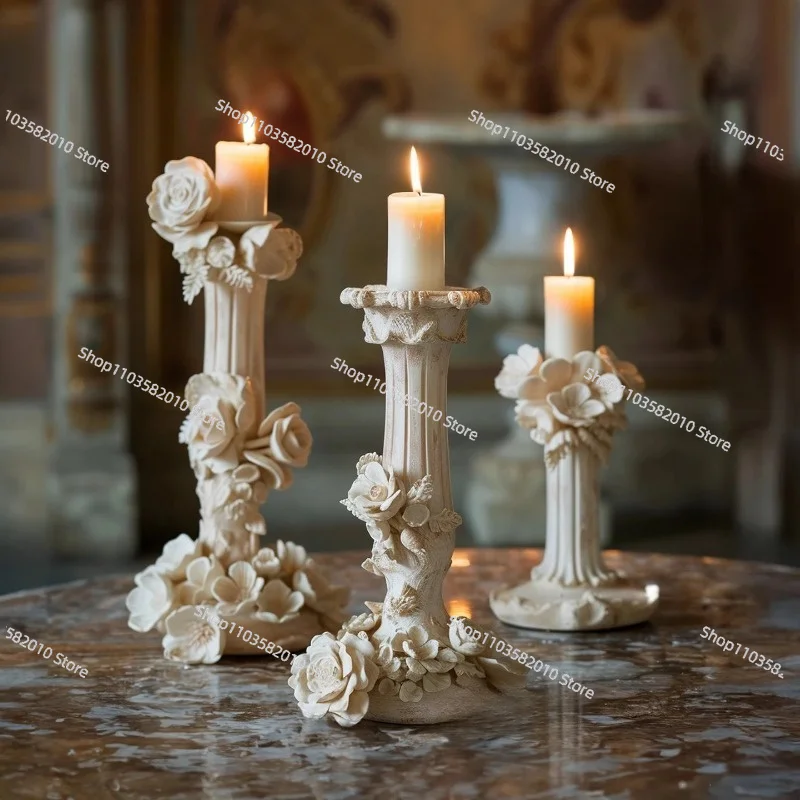 French candlestick ornament living room dining room romantic atmosphere decoration high-end art engraved candlestick