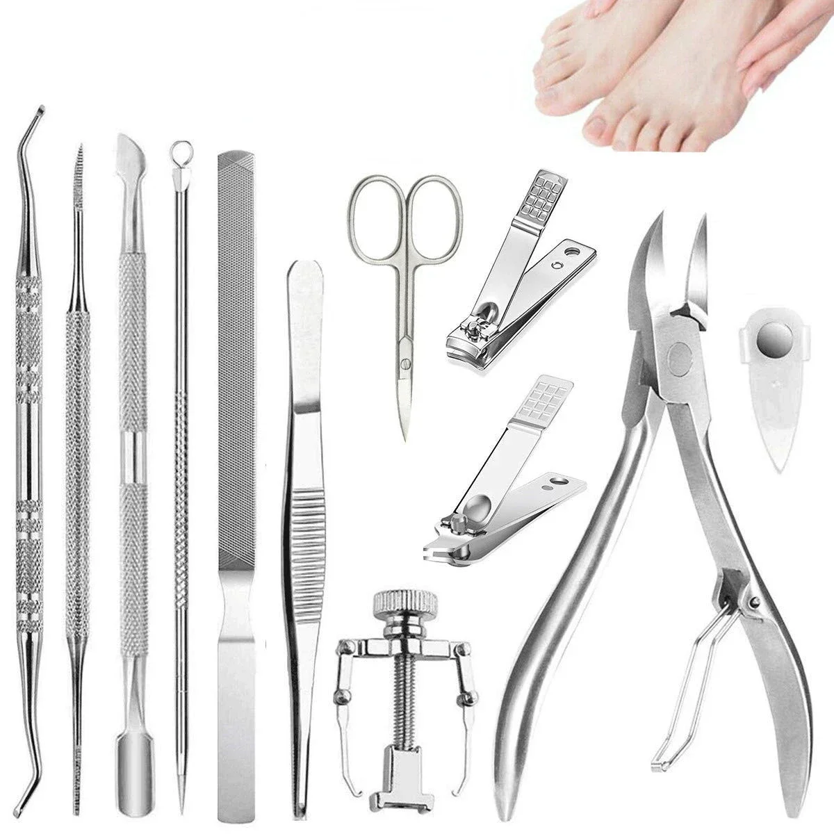 

12 in 1 Pedicure Set Peeling and Exfoliating Calluses Foot skin care Foot Care Toe separator beauty health Cleaning Tool Heel