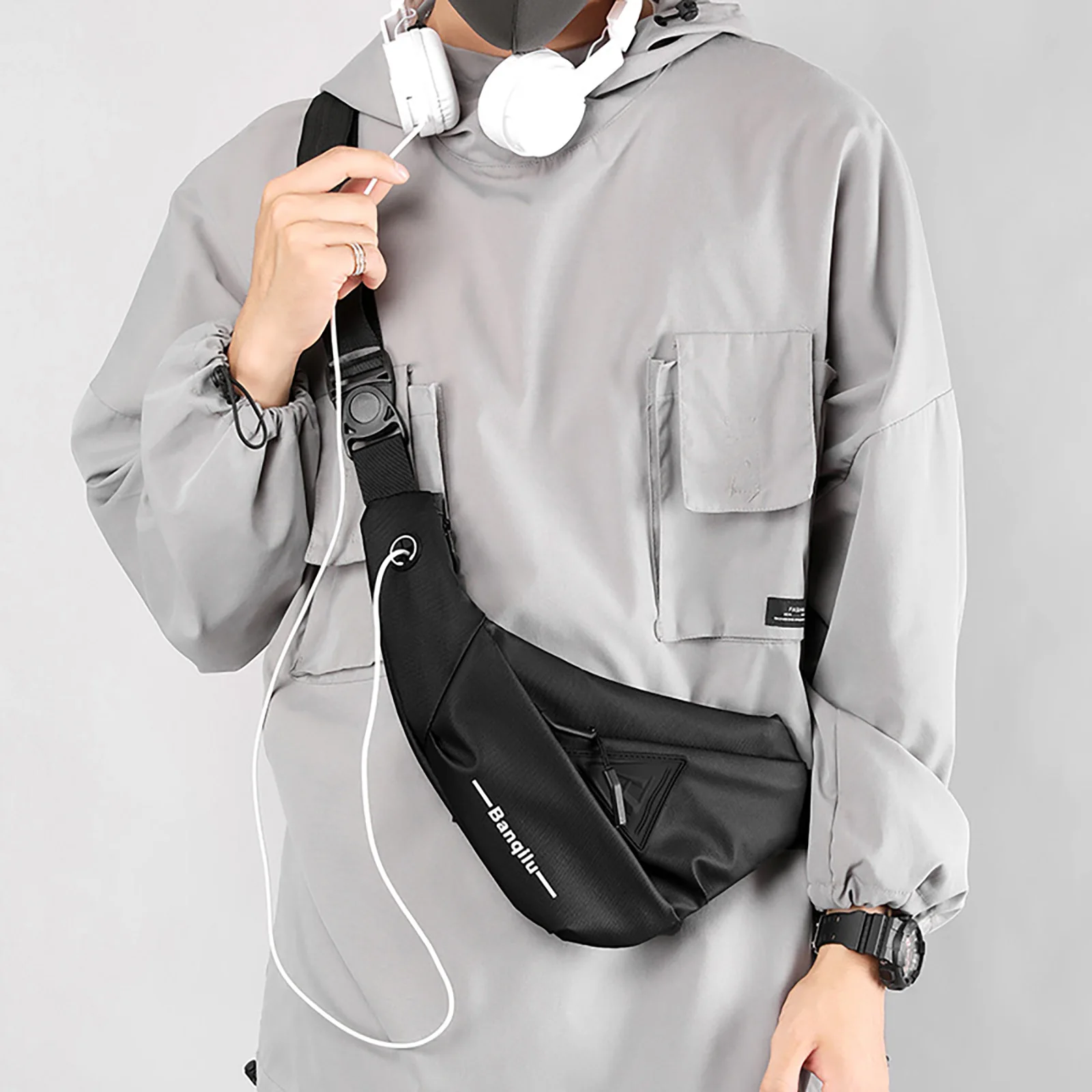 Men's Crossbody Bag Casual Trendy Shoulder Outdoor Travel Phone Bag Daily Commuting Multiple Pocket Design