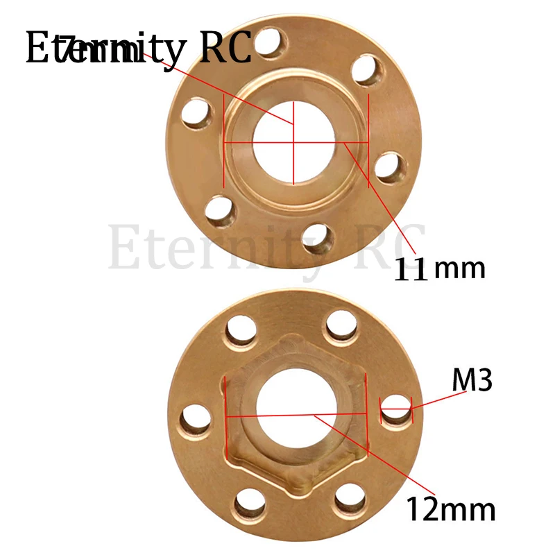 2 個の真鍮六角ハブアダプター 1.9 2.2 ビードロックホイールリム用 RC クローラーカーアキシャル SCX10 Capra TRX-4 TRX6 VS4-10 と互換性あり