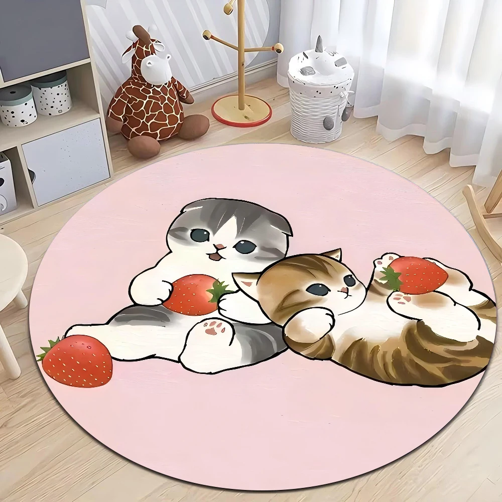 

Cartoon Cute Cat Print Round Carpet Non-slip Rugs for Home Living Room Rug Kids Playmat Bedroom Floor Mat