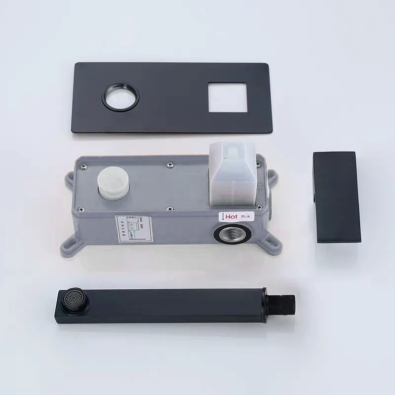 BAKALA Luxury Matte Black Bathroom Faucet Basin Sink Tap Wall Mounted Square Brass Mixer Tap LT-320BR