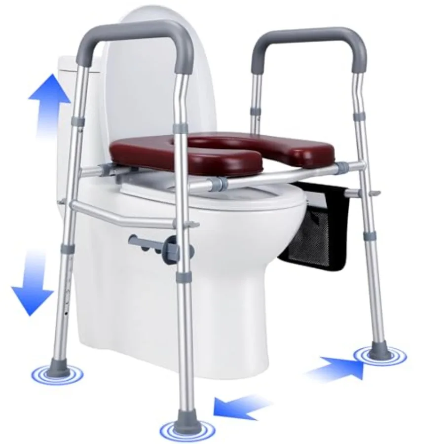 

Raised Toilet Seat with Handle for Seniors Adjustable Aluminum Alloy Elongated Elevated Toilet Seat with Arms for Elderly