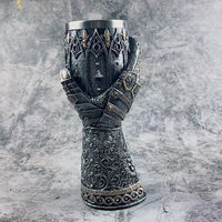 Nordic Mythology Stainless Steel Resin Goblet, 3D Embossed Viking Mug, Skull Modelling Mug, Dragon Warrior Decorative Wine Glass