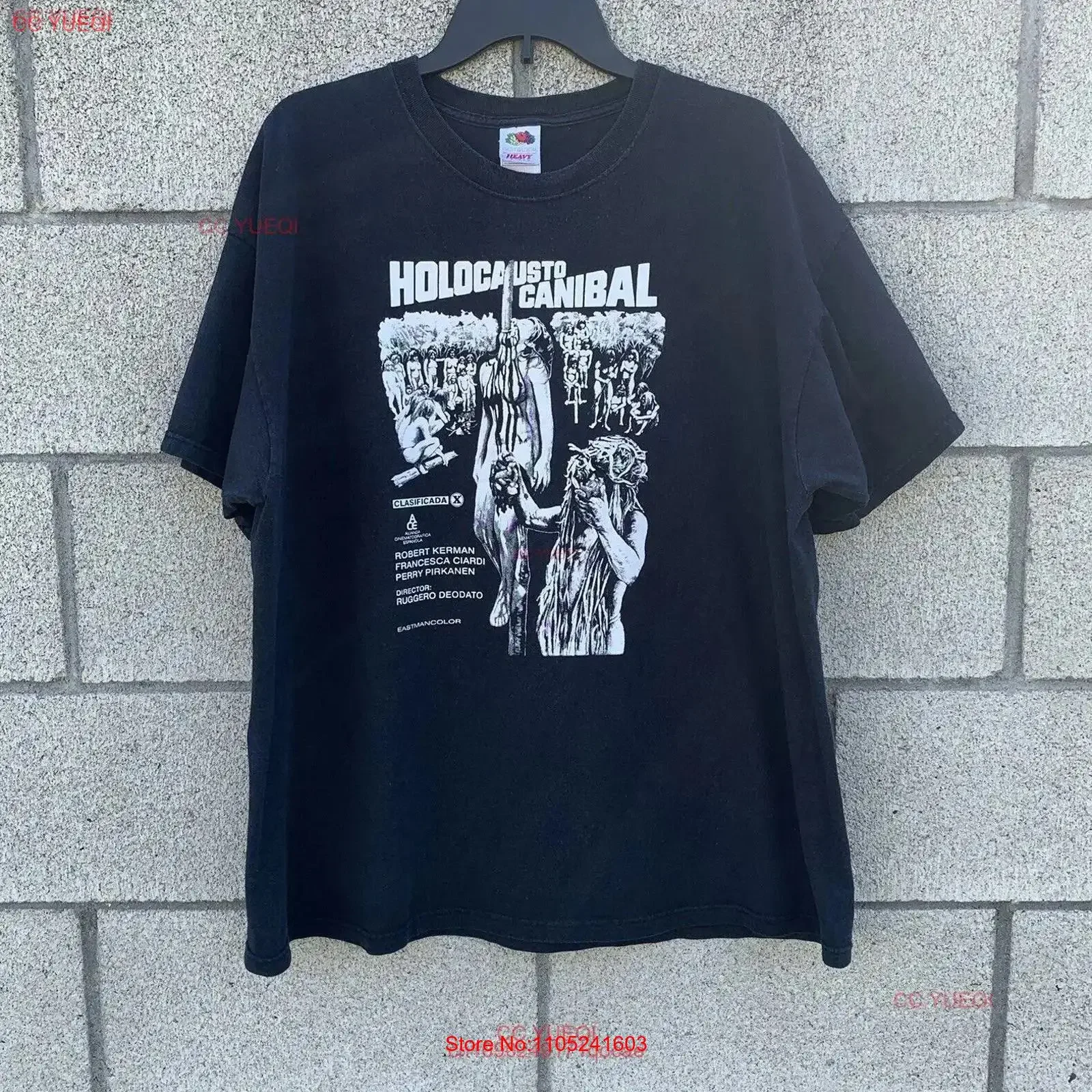 Vintage Cannibal Holocaust Horror Movie Promo T shirt Size XL 29x24 vintage Washed Unisex designer clothes Stretched homme