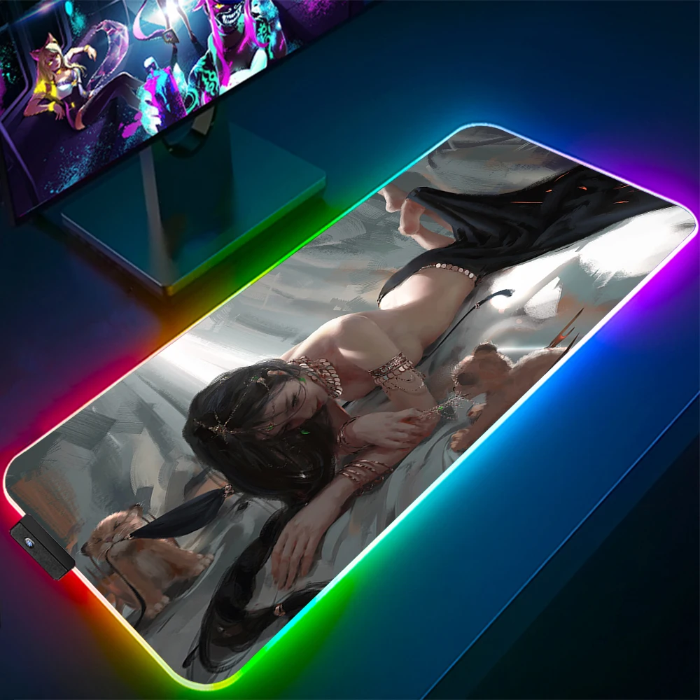 

RGB Mouse Pad Anime Ghostblade Princess Backlit Mat Mouse Mats LED Mause Ped Sexy Girls Gaming Keyboard Computer Desk Mouse Pad