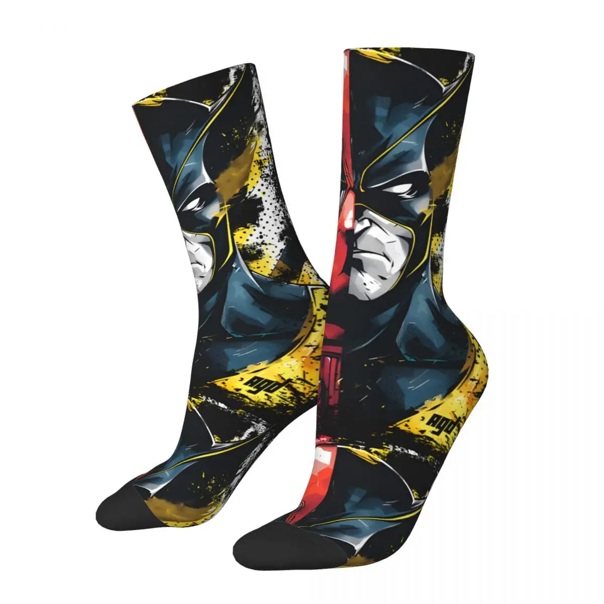 Crazy compression The Mutant Team Sock for Men Vintage Disney Marvel Deadpool & Wolverine Film Quality Pattern Crew Sock Novelty