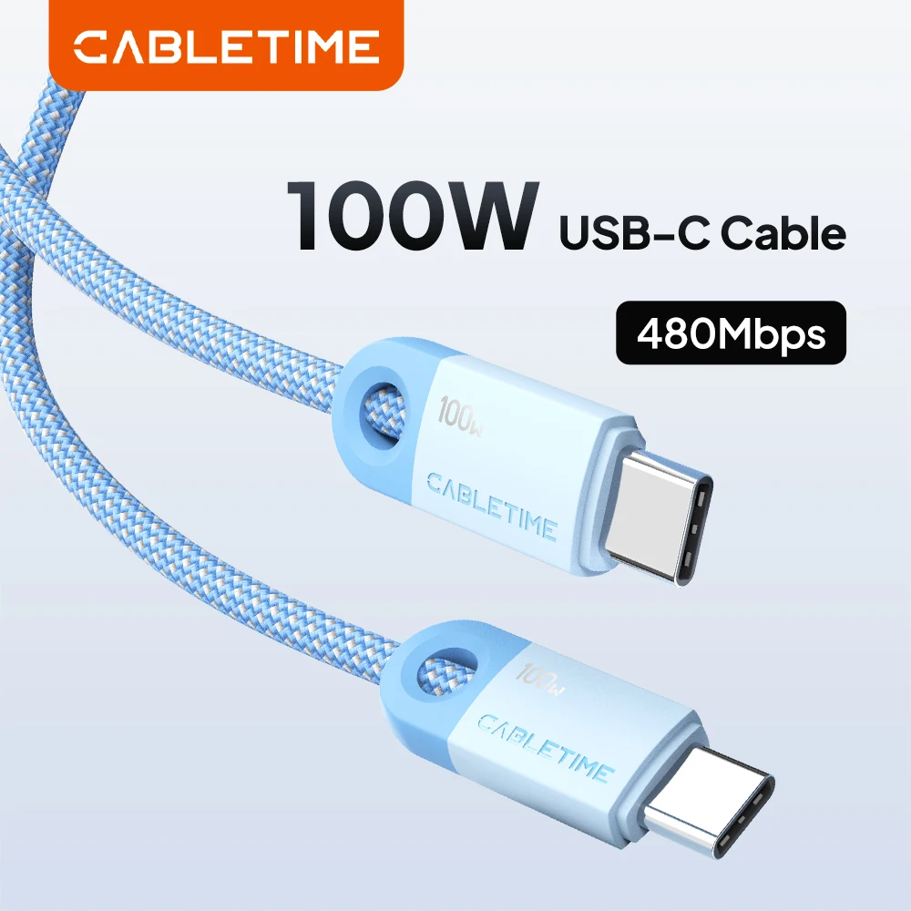 CABLETIME PD100W USB-C-Kabel 5A QC Schnelles Laden 480Mbps Datenübertragungskabel für iPhone 17 Macbook HUAWEI Xiaomi Samsung