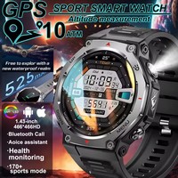 New Swim Outdoor Sports 5ATM Smartwatch GPS Amoled 525mAh Long Battery  Fitness Tracker Calorie Compass T-Rex 3 Call Smart Watch