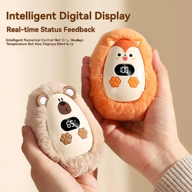 Plush Hand Warmer Winter Mini Portable Three-speed Adjustment Battery Life Long-lasting Smart Temperature Control Hand Warmer