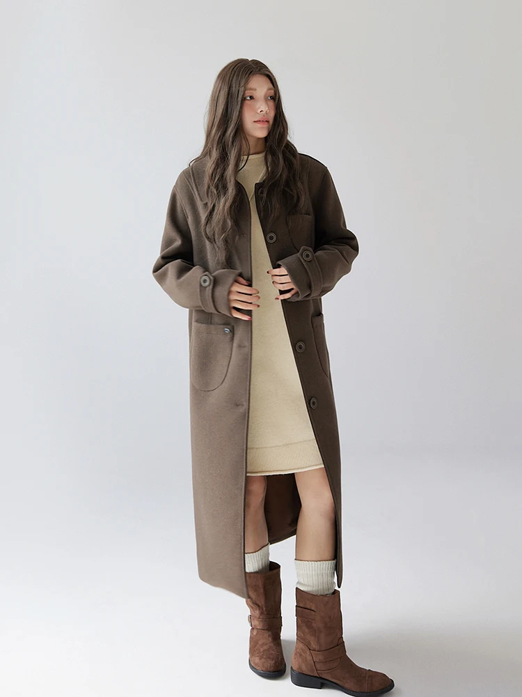 

Классическое шерстяное пальто Boran с воротником-стойкой, А-силуэта, длиной ниже колена, для деловых встреч и свиданий, подходит для осени и зимы