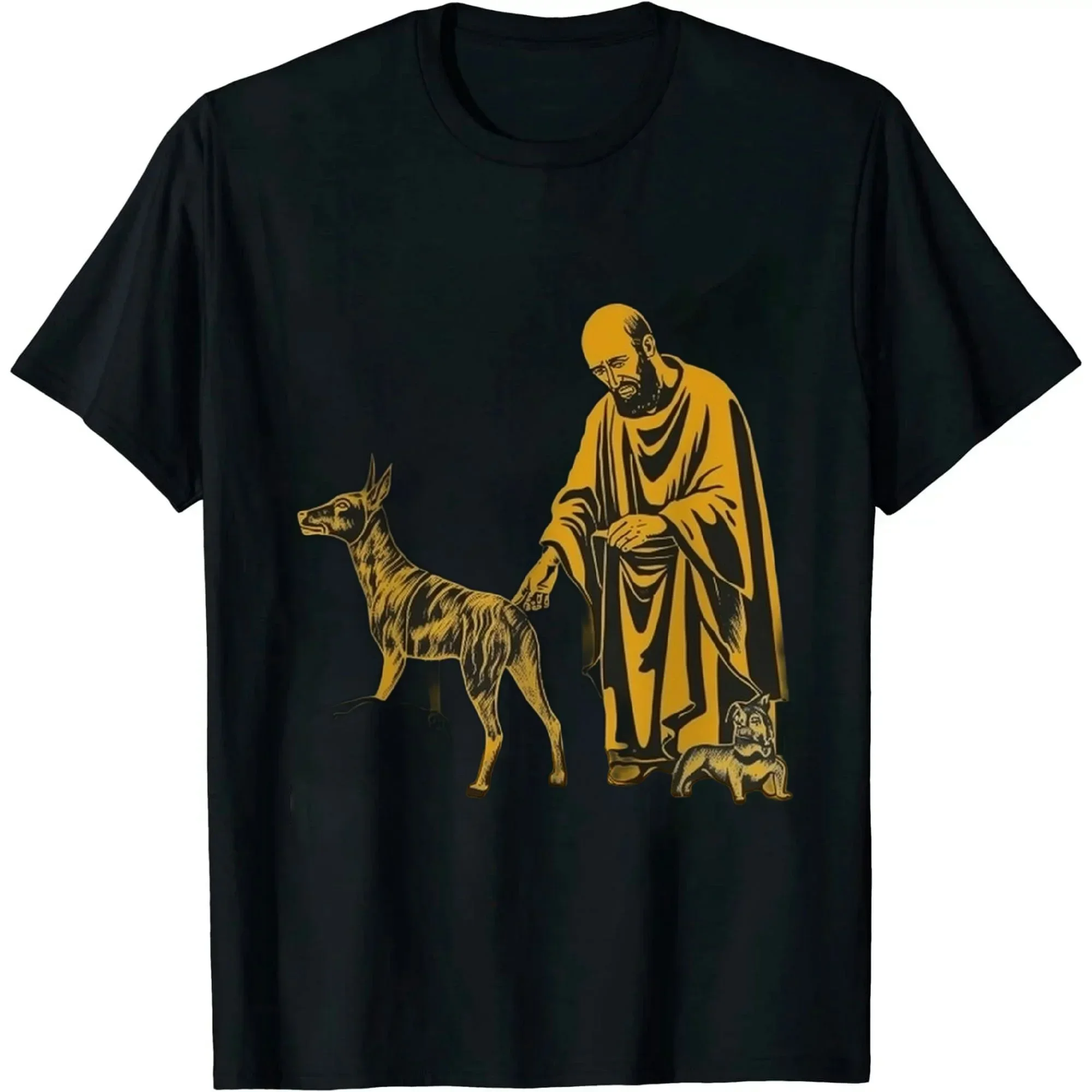 

Catholicism Gold St. Francis of Assisi Christian Saint T-Shirt 100% Cotton O-Neck Short Sleeve Summer Casual Mens T-shirt