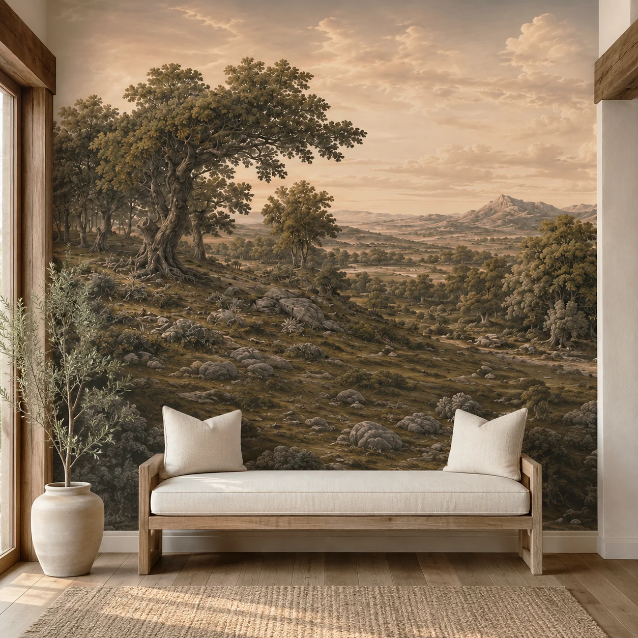 Retro natural scenery wall mural wallpaper forest scenery living room bedroom decoration requires glue