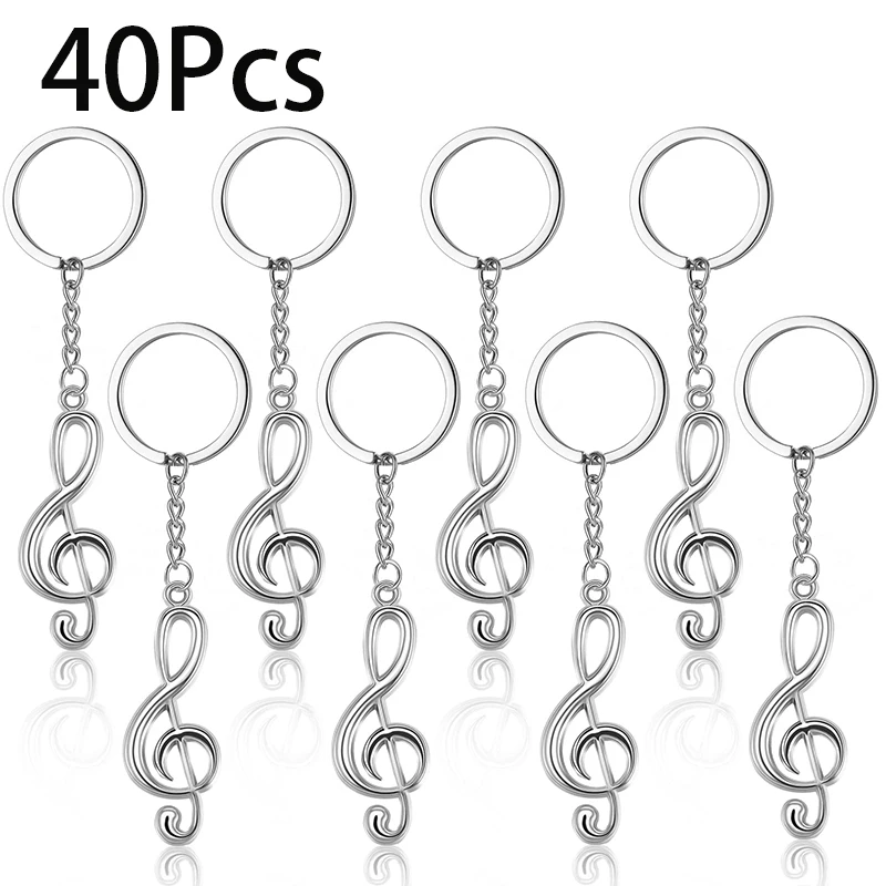 40Pcs Musical Note Key Chain Metal Keychain Small Music Teacher Pendant Sign Back to School Gift Christmas Gifts Women