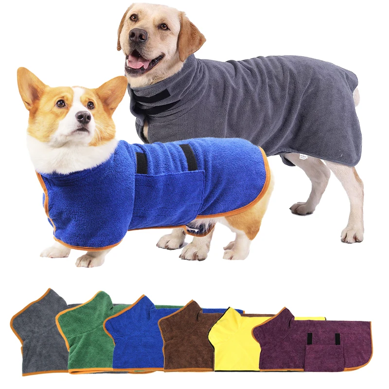 Dog Bathrobe Towel Bath Robe Pet Drying Coat Clothes Absorbent Beach Towel For Small Large Dogs Cat Super Fast Dry Dog Supplies