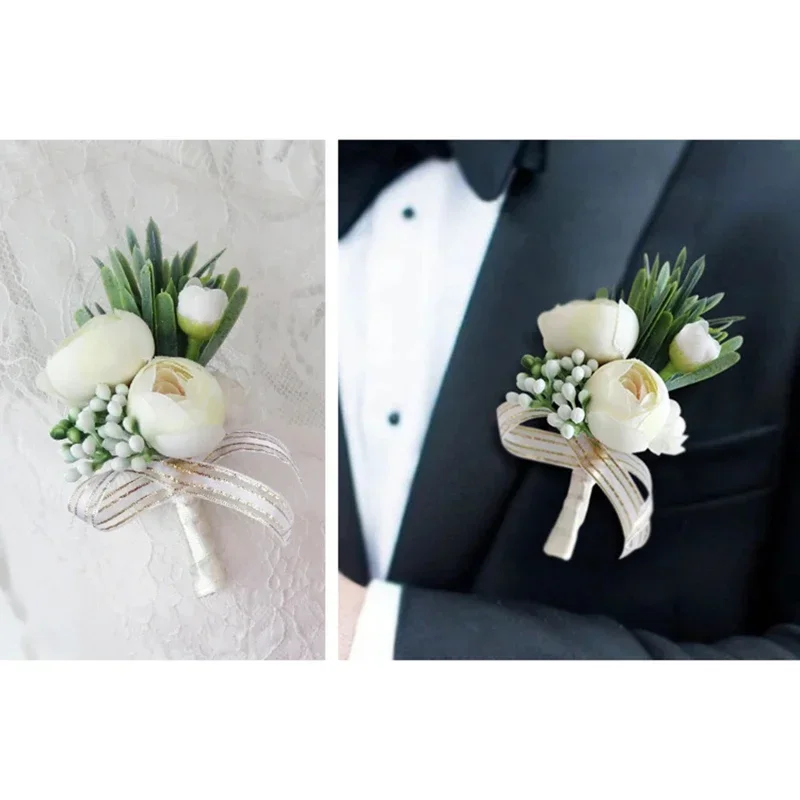 Boutonniere Blumen Corsage Pin Boutonniere Knopfloch Männer Hochzeit Armband Brautjungfer Hochzeit Knopfloch Zeuge Corsage