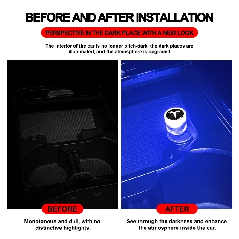 New Universal Car Interior USB Atmosphere Light Portable LED Lamp For Tesla Model 3 2022 S X Y Style Roadster Invader Coil