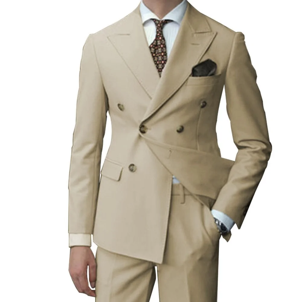 

Two-piece wedding suit for men, slim fit, pointed collar jacket, formal business party groom's suit, tailcoat, men's formal wear