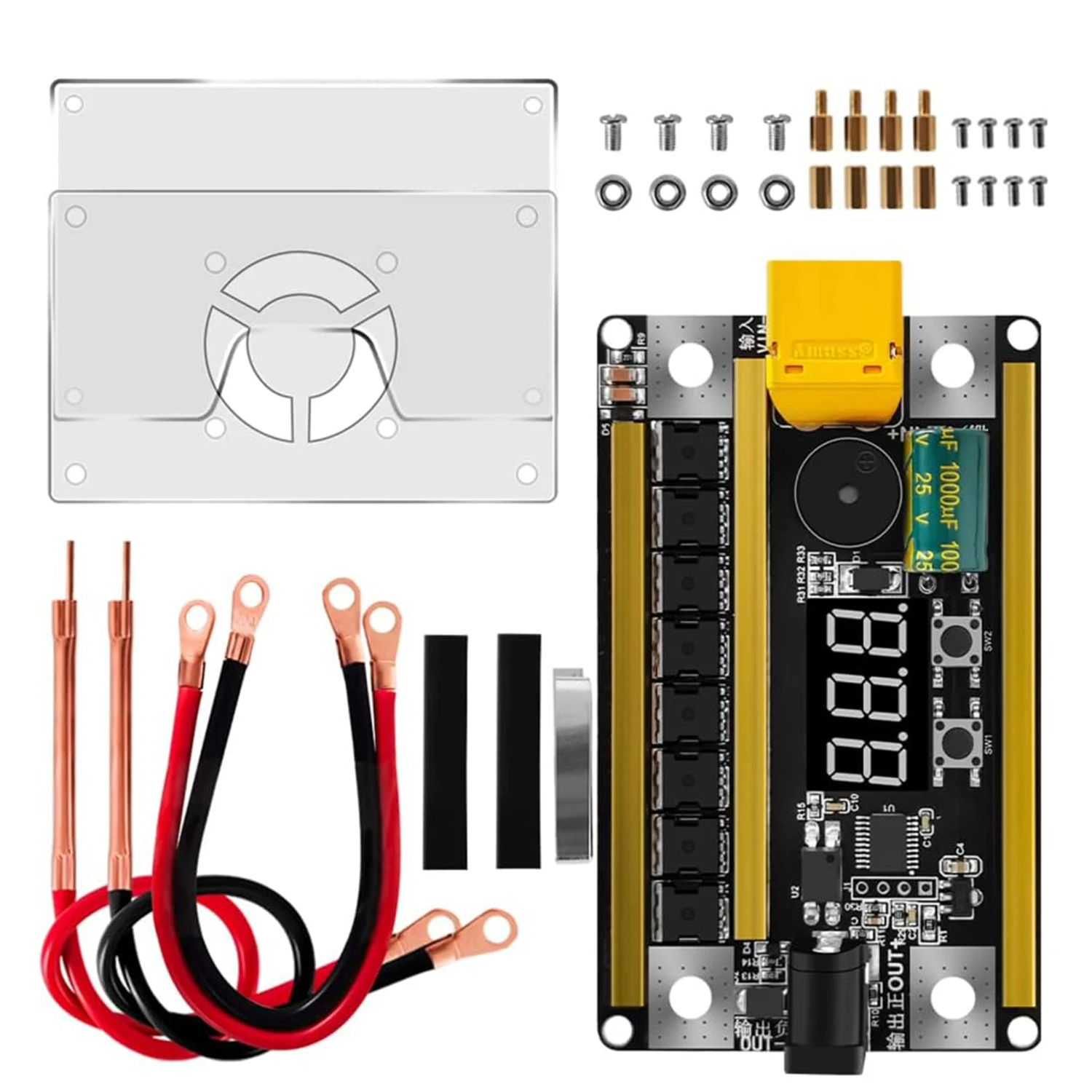 

Spot Welder Control Board, 99 Levels 12V 2400A Spot Welder Kit Portable PCB Circuit Board for 18650 Lithium Battery