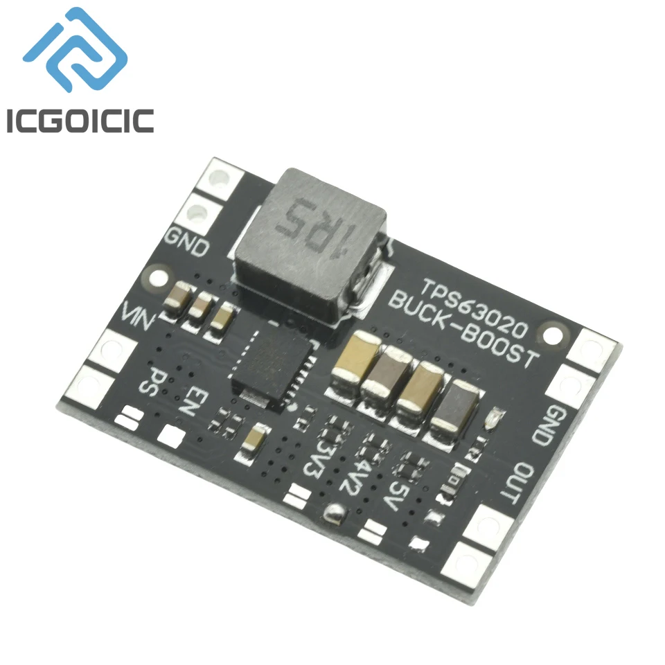 TPS63020 3.3V 4.2V 5V Lithium Battery Automatic Boost Buck Step Up Down Module XL63020 Microcontroller Power Low Ripple