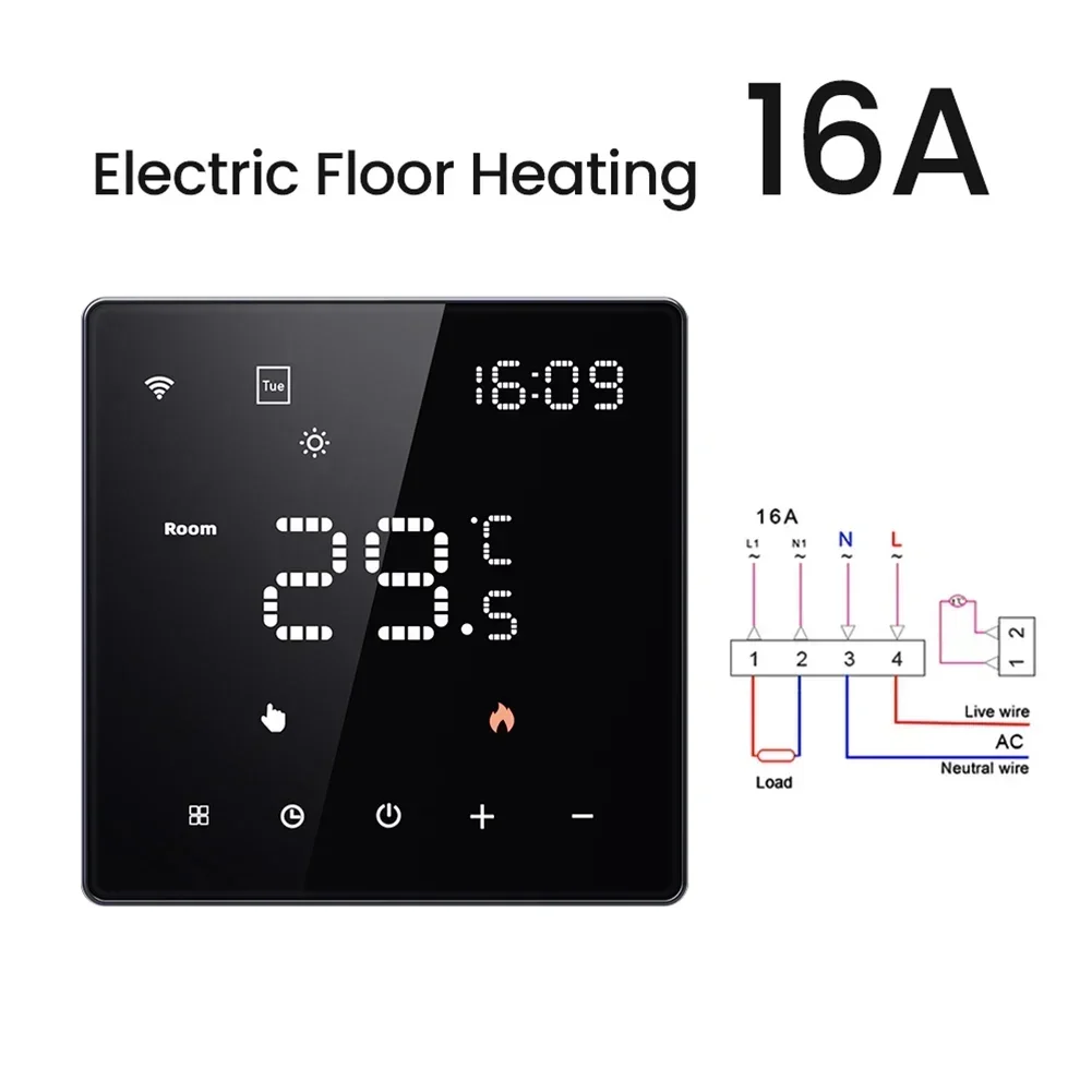 Panel de Control de temperatura, termostato inteligente programable para calefacción de suelo, Control por voz, piezas de sistemas de calefacción de suelo