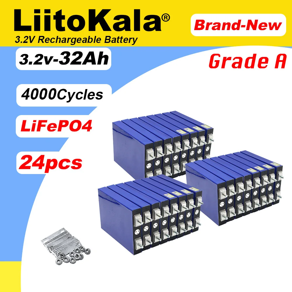 

Литий-железо-фосфатный аккумулятор LiitoKala, 24x, 3,2 в, 32 Ач, 5C, для самостоятельной сборки, 12 В, колеса для электровелосипеда, скутера, автомобиля на колесах, гольф-мобиля, без налогов