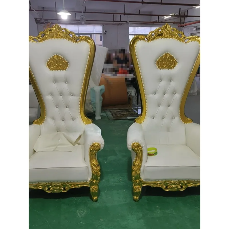 European high-backed chair solid wood, carved decorative image chair villa living room hotel clubhouse KTV princess chair king c