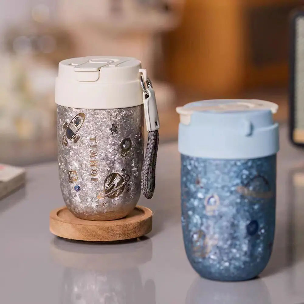 

420ml Pure Titanium Coffee Cup Portable and High-end Heat Preservation and Cold Preservation with A Lanyard Straw Gift Cup