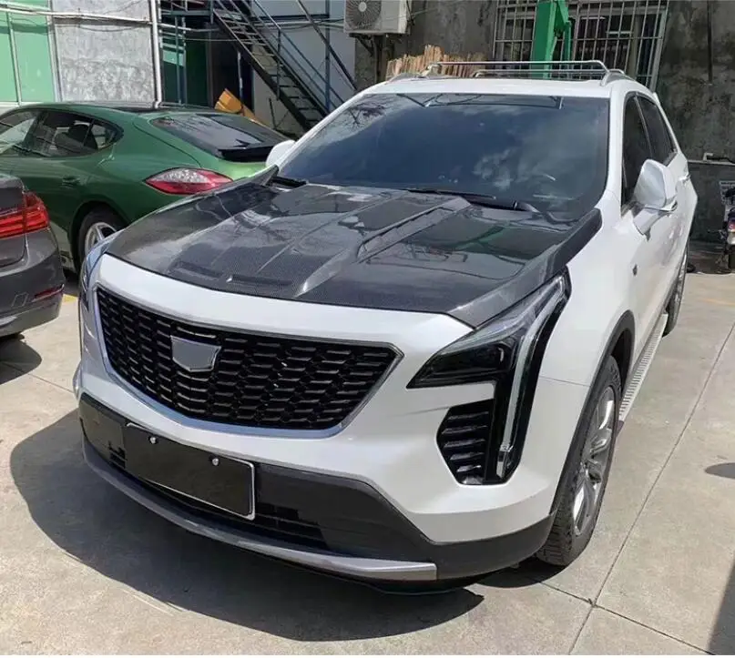 

Real Carbon Fiber Front Engine Hood Vent Cover For Cadillac XT4 XT5 2018 2019 2020 2021 2022