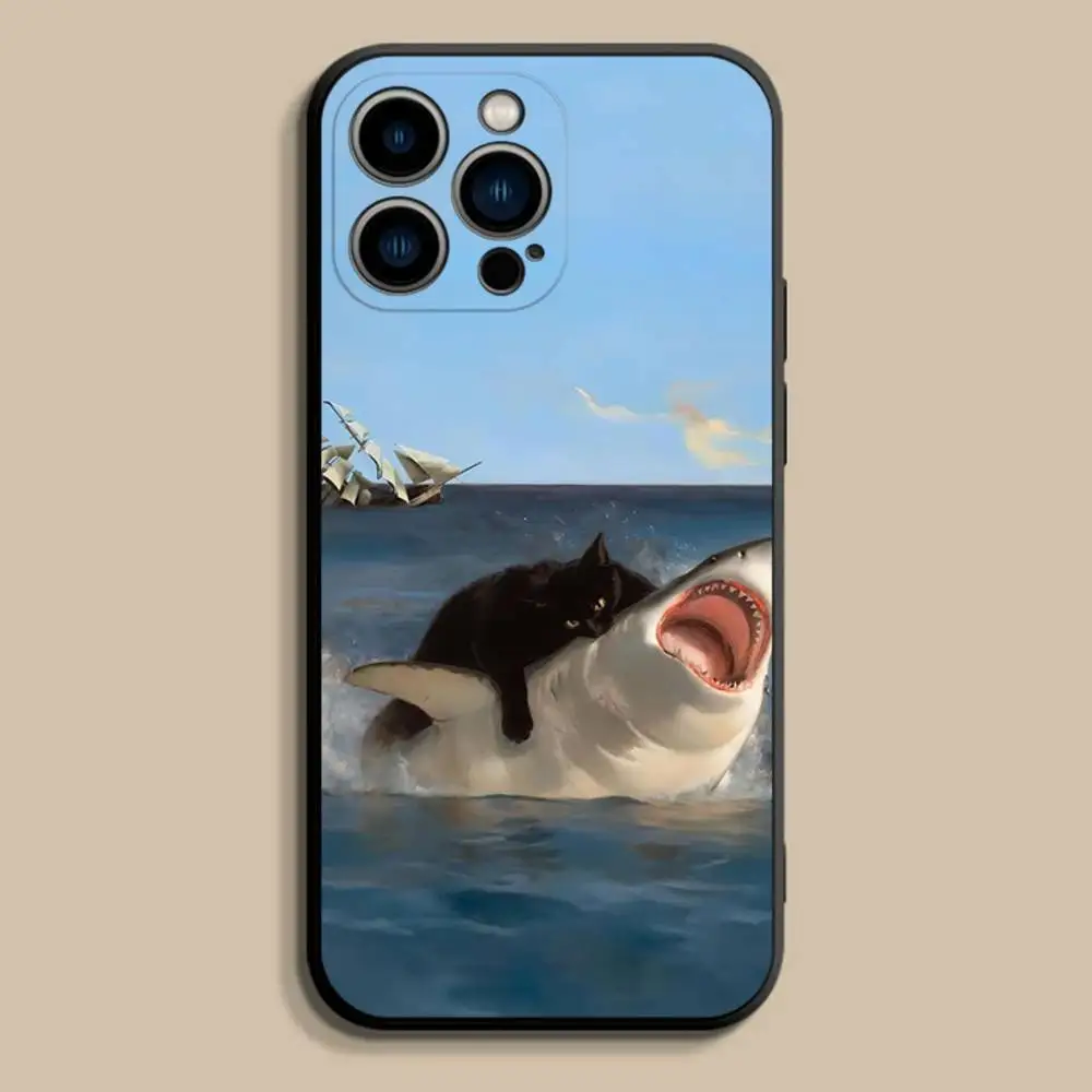 Pet Cat Funny memeS Phone Case For iPhone 17,16,15,14,13,12,Pro,Max,Plus,E,SE4,Air,Mini Black Soft Cover