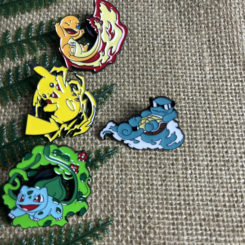 8pcs Anime Emaille Pins Set Leuke Pikachu Charmander Squirtle Gengar Mewtwo Bulbasaur Broches voor Rugzak Kids Gift Accessoires