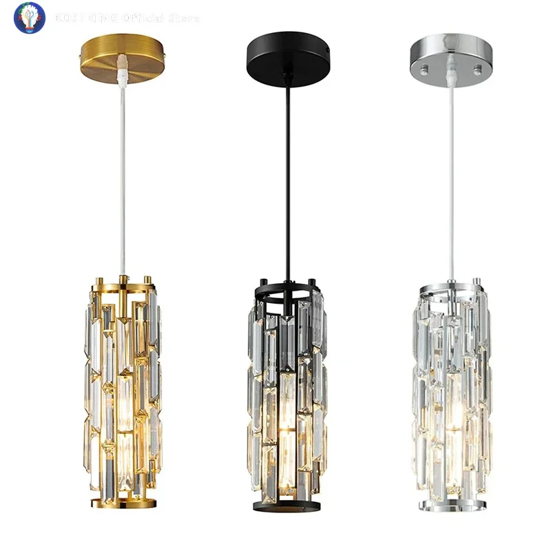 

Современные хрустальные люстры для столовой, светодиодный подвесной светильник, кухонный остров, подвесной светильник для спальни, прикроватные подвески, светильник