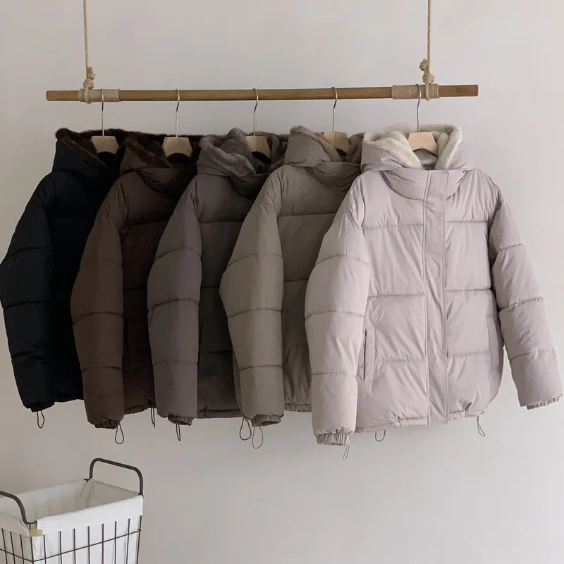 Parkas Women Short Coats Hooded Zipper Jackets Thick Warm Y2k Streetwear Elegant Jacket Work Coat Casual Autumn Winter 2025