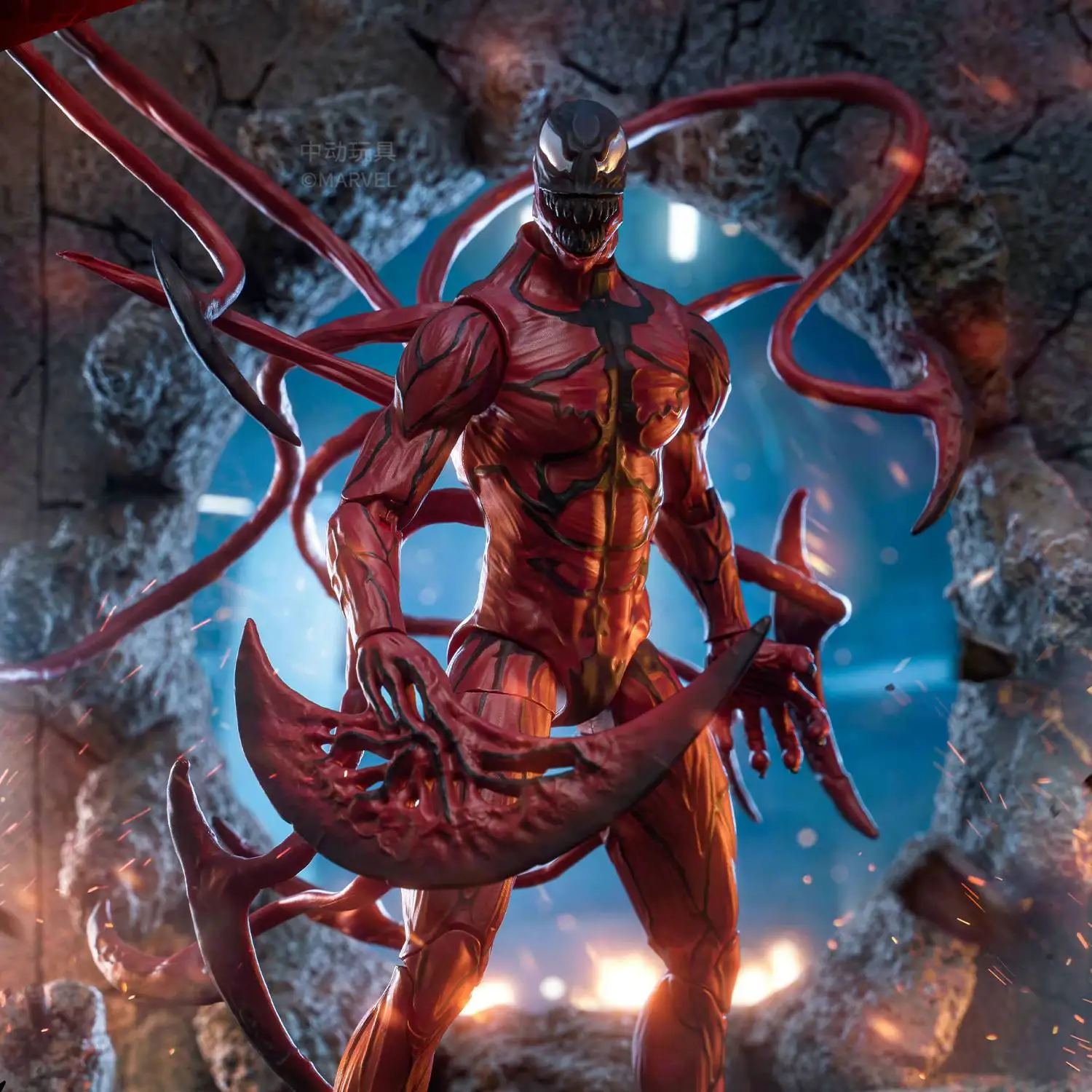 zd-marvel-venom-carnage-23cm-articulated-action-figure-replaceable-head-sculpt-collectible-desktop-decoration-model-toy
