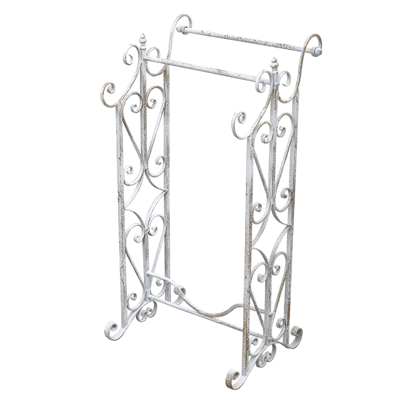  Vintage Design Free Standing Towel Rack – Large Towel Holder with Shelf for Bathroom Accessories – Metal Towel Rail